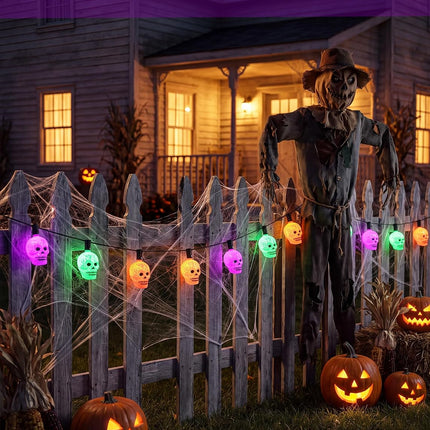 10.5FT 10L Halloween Skull String Lights, IP65 Connectable C7/E12 Plug-In Decor