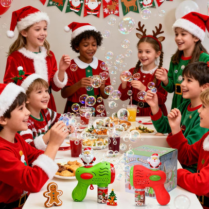 Christmas Bubble Gun Set for Kids 2 Pack Santa Bubble Machine Party Favors