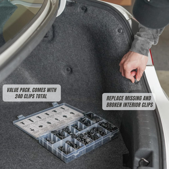 240PCS Car Clips Bumper Clips – Push Retainer Kit for GM, Ford, Toyota, Honda, Chrysler