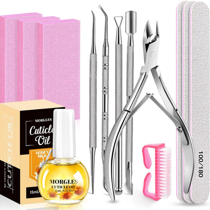 13-Piece Nail File and Buffer Blocks Manicure Kit with Cuticle Care Set