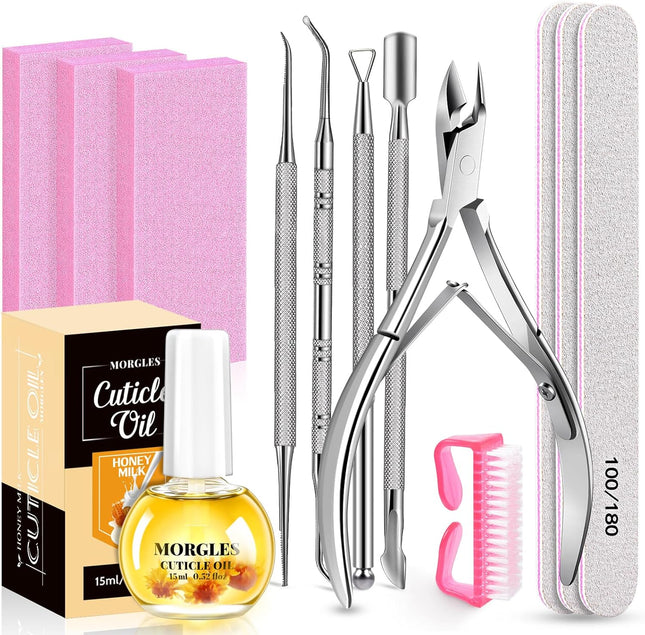 13-Piece Nail File and Buffer Blocks Manicure Kit with Cuticle Care Set