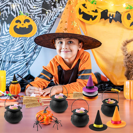 37-Piece Mini Witch Hat, Candy Cauldron & Broom Halloween Craft Table Decor Set