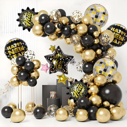 Happy New Year 2026 Balloons – 4D Disco Ball & Star Design Party Set