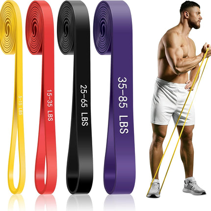 4-Level Resistance Bands, 5-85 Lbs Pull Up Assistance Bands for Full-Body Fitness