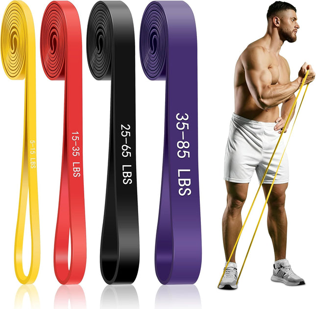 4-Level Resistance Bands, 5-85 Lbs Pull Up Assistance Bands for Full-Body Fitness