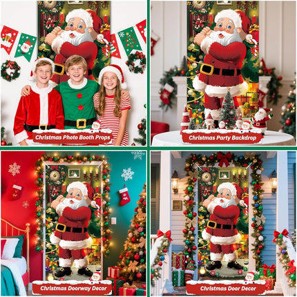 Christmas Door Cover – 79x35" Santa Claus Hanging Banner for Holiday Decor