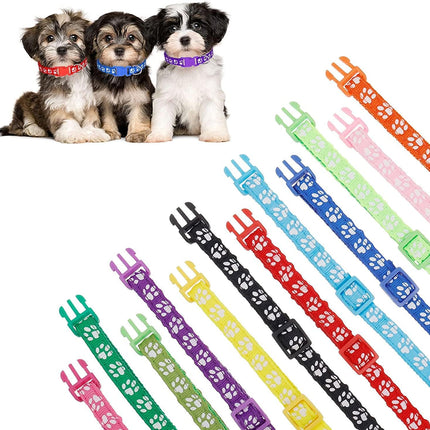 12-Pack Adjustable Puppy Collars – Soft Nylon Whelping ID Collars for Newborn Litter