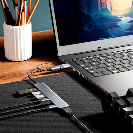 Aluminum USB C Hub 7 in 1 Adapter for MacBook PC Laptop and More Devices