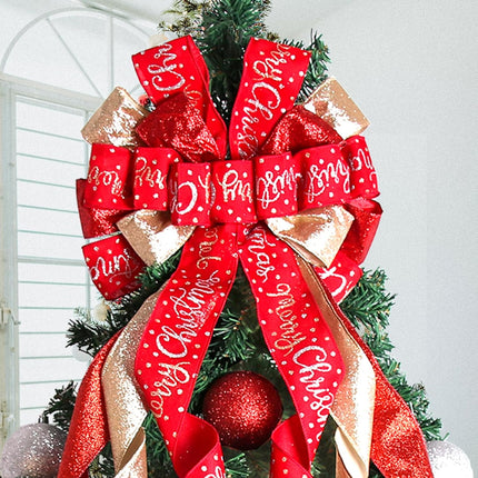 Christmas Tree Wreath Bow – Large Red 45"x13" Rustic Holiday Decoration