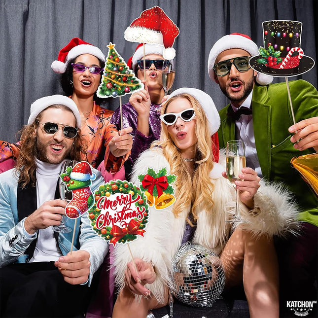 30PCS Funny Christmas Photo Booth Props for Party Kids and Adults