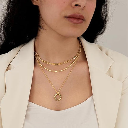 Layered Gold Necklace Set for Women 14K Plated Dainty Pendant Jewelry