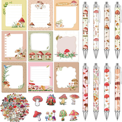 Mushroom Gifts Set for Women – Ballpoint Pens, Sticky Notes & Stickers, Xmas Gifts