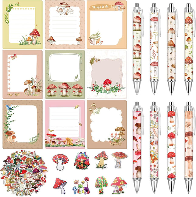 Mushroom Gifts Set for Women – Ballpoint Pens, Sticky Notes & Stickers, Xmas Gifts