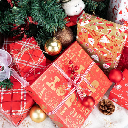 3PCS Small Christmas Wrapping Paper Rolls – 17"x198" Reversible Gift Wrap