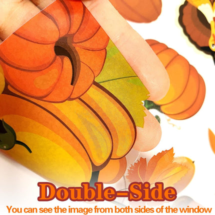 Fall Thanksgiving Window Stickers 145pcs, Pumpkin & Leaves Window Decor