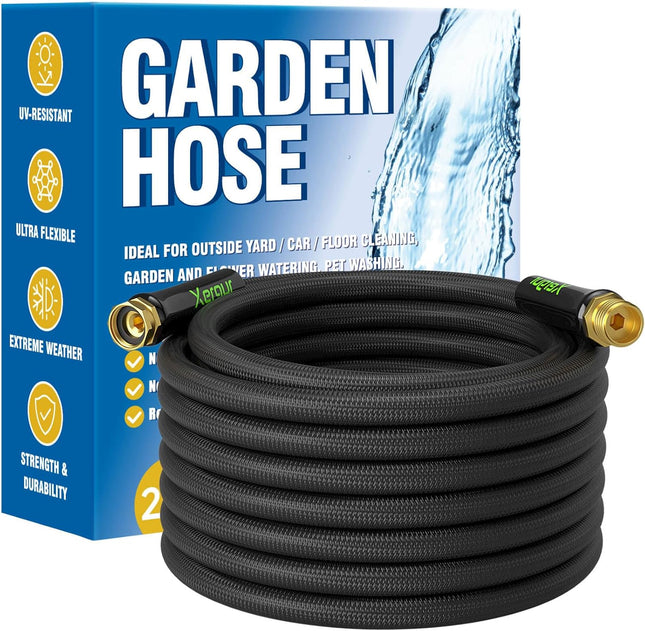 Portable Garden Hose 25 Feet with Durable Brass Fittings Outdoor Water Pipe