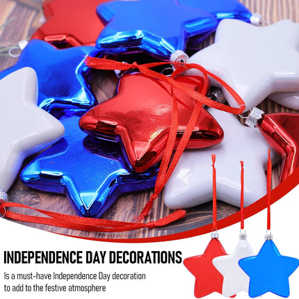 12PCS Five-Pointed Star Hanging Ornaments – Christmas & Independence Day Decor