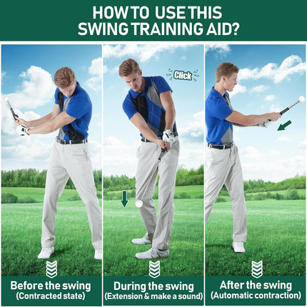 Retractable Golf Swing Trainer Telescopic Grip Training Aid with Arm Band