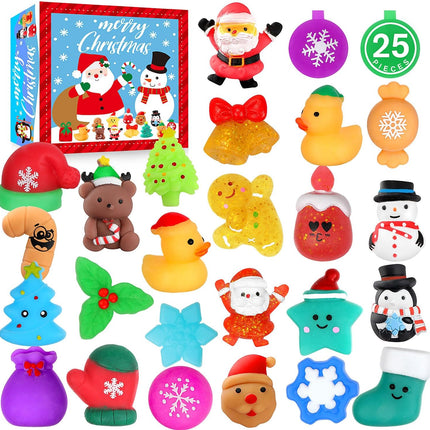 25PCS Christmas Squishy Toys – Mochi Squishies for Kids Party Favors