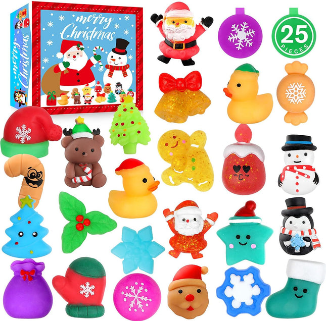 25PCS Christmas Squishy Toys – Mochi Squishies for Kids Party Favors