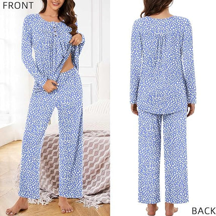 Women Pajama Set 2PC Long Sleeve Pants Lounge Sleepwear Pockets