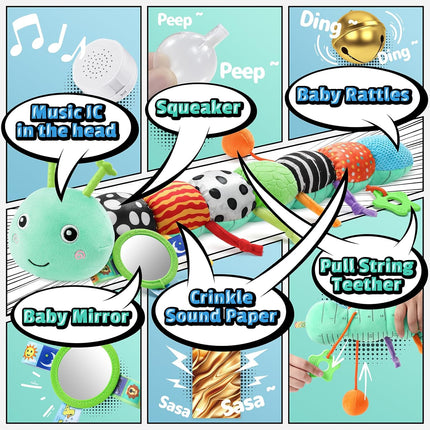Baby Musical Caterpillar Toy 0–12 Months – Teether & Sensory Learning Toy