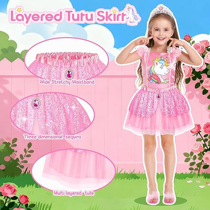 Princess Dress Up Clothes with Shoes – Mermaid & Unicorn Costume Set for Girls 3–6