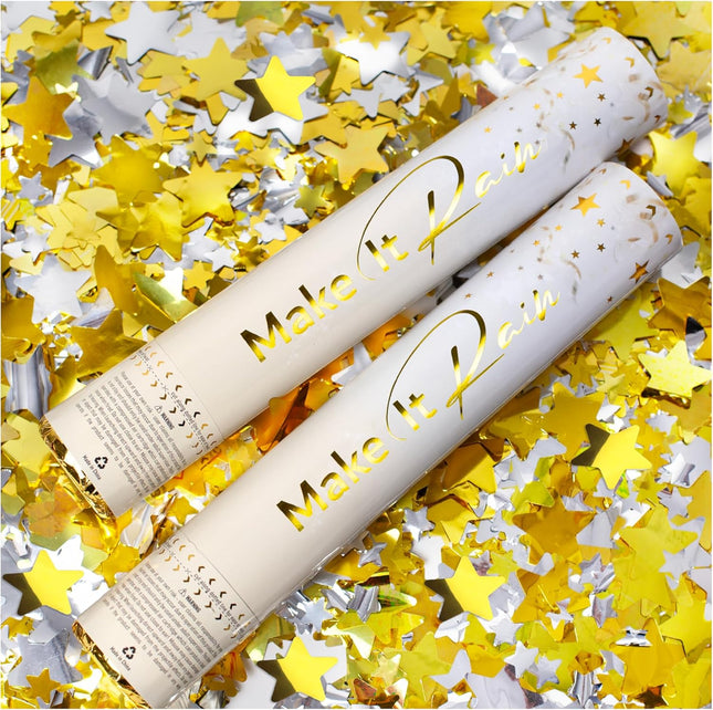 2 PCS Gold Star Confetti Cannon Poppers NYE 2026 Party Celebration
