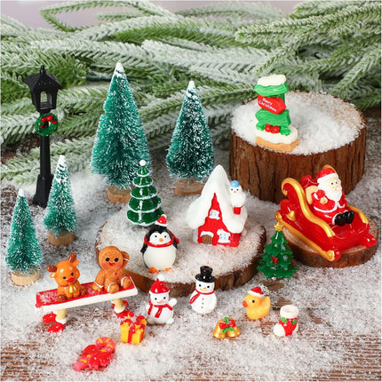 Mini Christmas Figurines Resin Snowman Gingerbread Man Village Ornaments