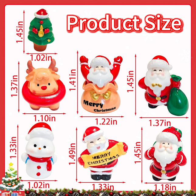 7pcs Mini Christmas Figurines – Santa, Snowman & Reindeer for DIY Decor