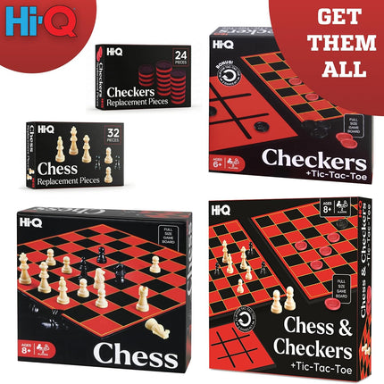 HI-Q Checkers & Tic-Tac-Toe – Classic Strategy Board Game for Kids & Family