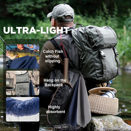 3-Pack Microfiber Fishing Towels with Clips, 16" x 16" Waffle Pattern Cleaning Towels