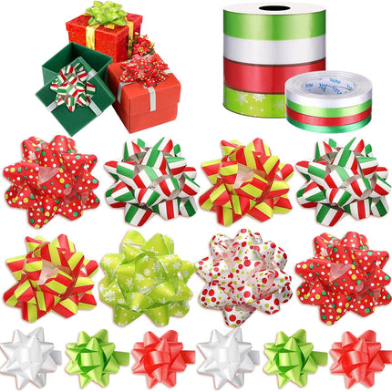 38-Pcs Christmas Gift Bows & Ribbon Set – Holiday Gift Wrapping Accessories