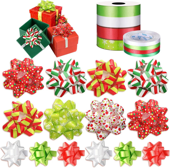 38-Pcs Christmas Gift Bows & Ribbon Set – Holiday Gift Wrapping Accessories