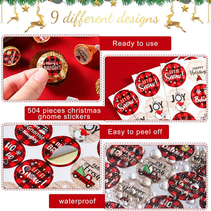 504-Pcs Christmas Kisses Stickers – Mini Round Labels for Candy & Party Favors