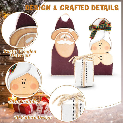 3PCS Wooden Santa Table Signs – Rustic Christmas Standing Centerpieces Decor