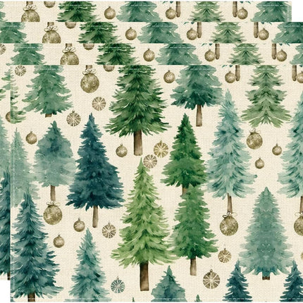 4PCS Christmas Tree Placemats – Winter Table Mats for Dining & Holiday Parties