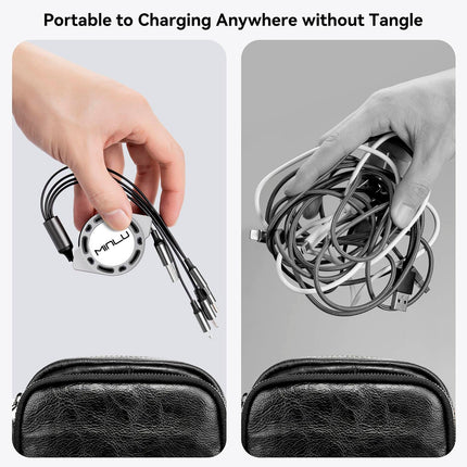 2 Pack 4 in 1 Retractable Charging Cable with Type C Micro USB Ports
