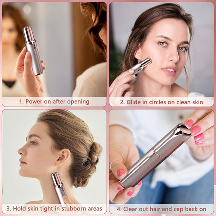 Facial Hair Remover for Women – Painless Electric Face Shaver, Rose Gold