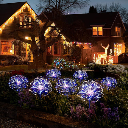 2-Pack Solar Garden Lights for Christmas – Waterproof Solar Powered Firework Outdoor Decorations