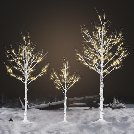Lighted Birch Tree Set of 3 – 4/6/8FT LED Trees for Outdoor & Indoor Decor