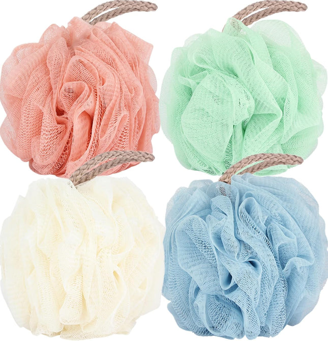 4 Pack Loofah Sponges – 60g Mesh Bath Scrubbers for Men & Women