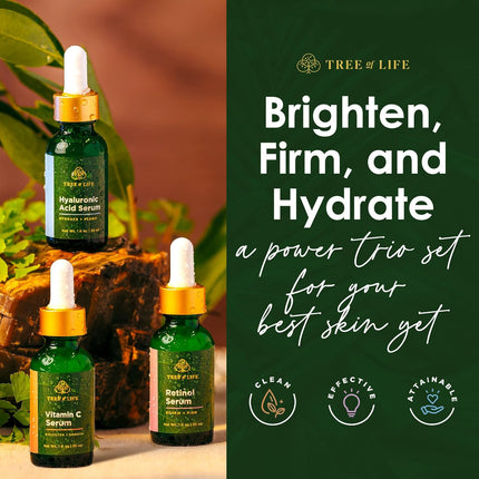 Facial Skincare Trio Set – Brightening, Firming & Hydrating, 3 x 1oz