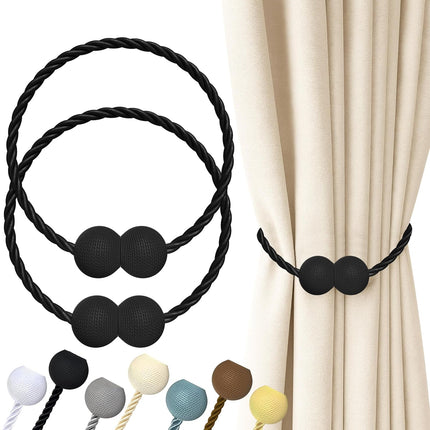 2pcs Black Magnetic Curtain Holdbacks – Decorative Tieback Clips