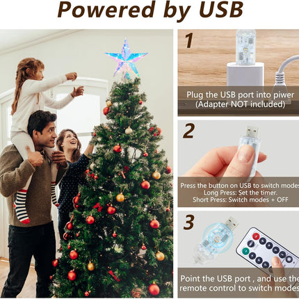 LED Christmas Tree Topper Star 11.8" – Multicolor Lighted Xmas Decor