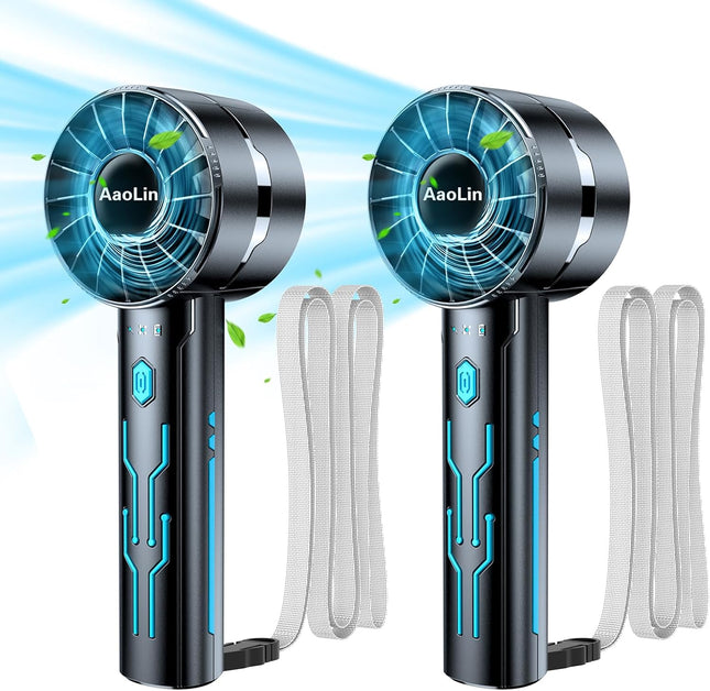 2PCS Portable Handheld Turbo Fan, 7000RPM High-Speed USB Rechargeable Cooler