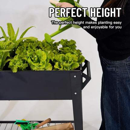 Mobile Elevated Garden Bed with Shelf, Wheels & 400LB Load Capacity
