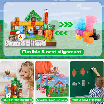 100PCS Magnetic Blocks Building Cube Game, STEM Toy for Kids 3–10