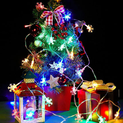40 LED Snowflake String Lights – 20ft Battery Operated Christmas Decor