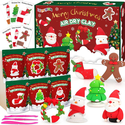 Air Dry Clay Modeling Kit – 6 Xmas Designs with Tools & Tutorials for Kids